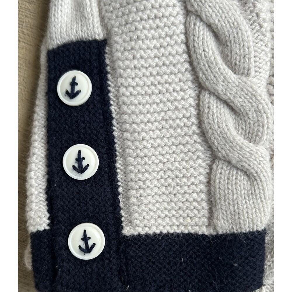 Talbots Chunky Cable Knit Nautical Sweater Size Small Color Block Blue White - Picture 8 of 11